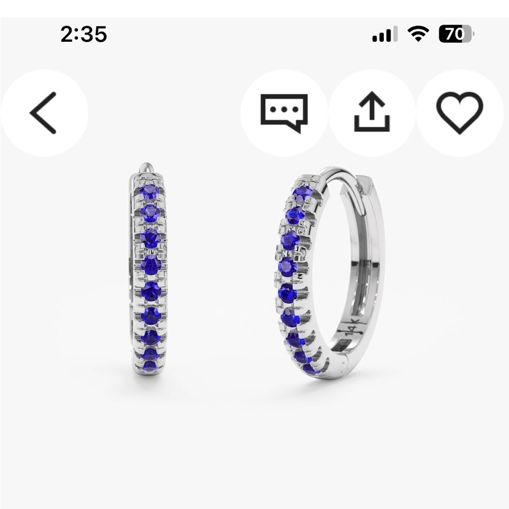 SarahElise 14k white gold blue sapphire huggies - hoops